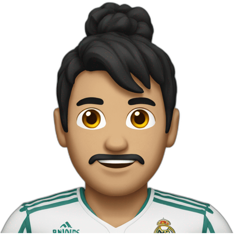 A man with black hair and wearing a Real Madrid shirt emoji