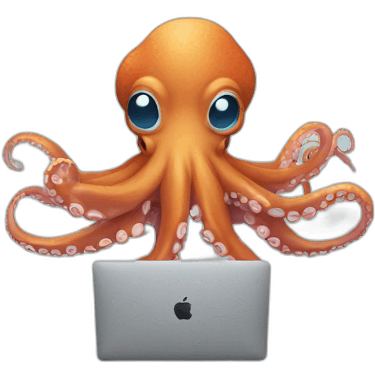 octopus with hoodie and a macbook emoji