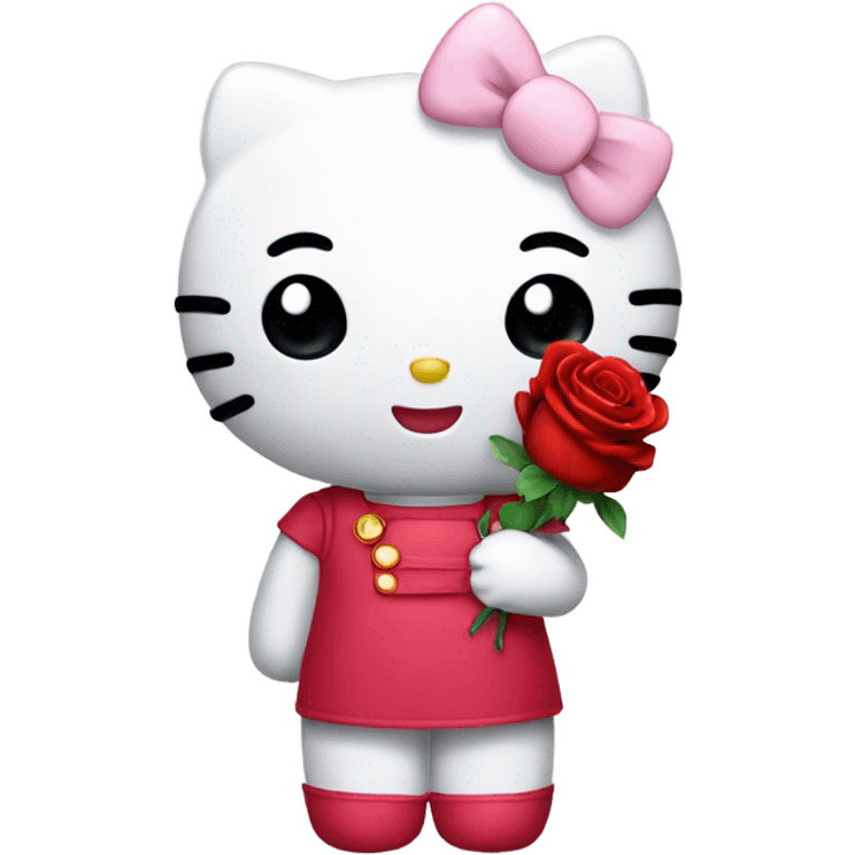 hello kitty holding roses emoji