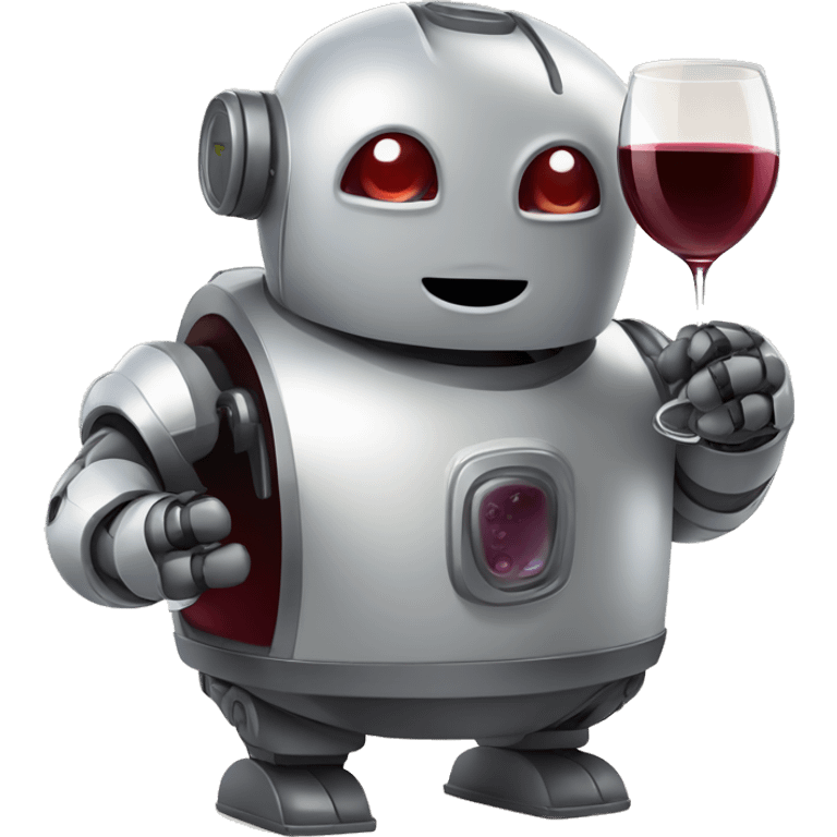 cute chubby robot drinking red wine emoji