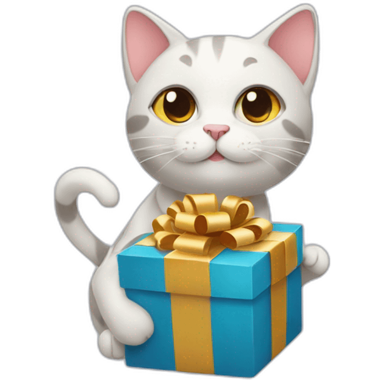 cat holding cadeau emoji