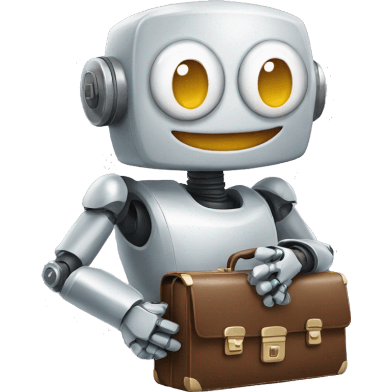 happy robot holds briefcase emoji