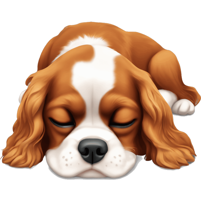 Cavalier King Charles spaniel sleeping on back emoji