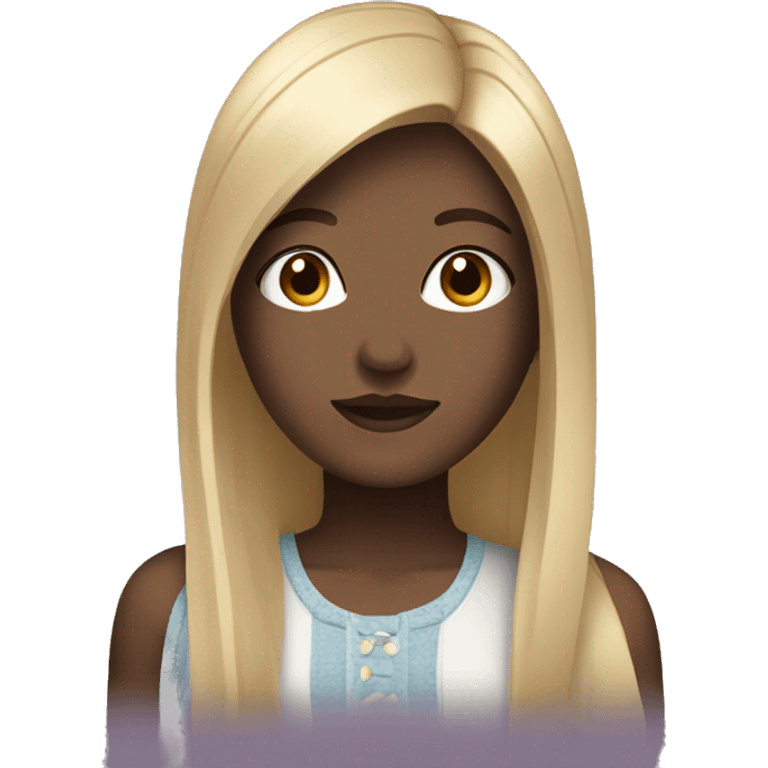 A girl with black blonde straight hair with slightly dark skin and brown eyes emoji