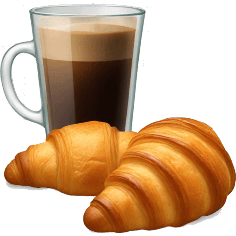 A glass of coffee with a croissant emoji