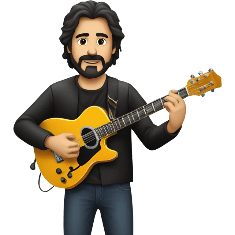 Guitarrista moreno melena castaña con barba guitarra eléctrica  emoji