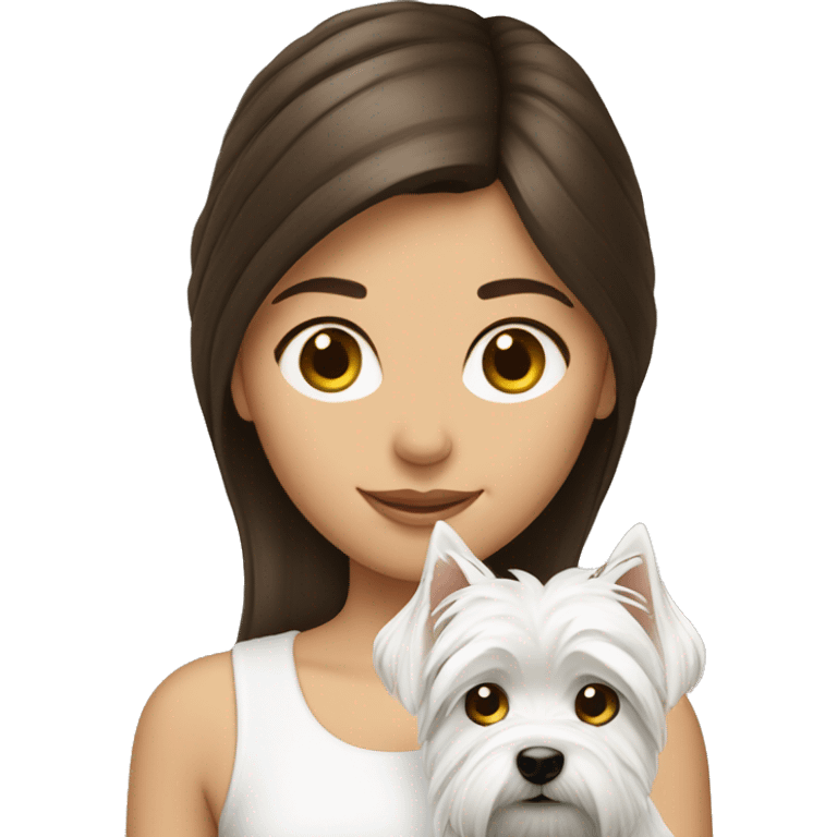 Brunette girl with westie emoji