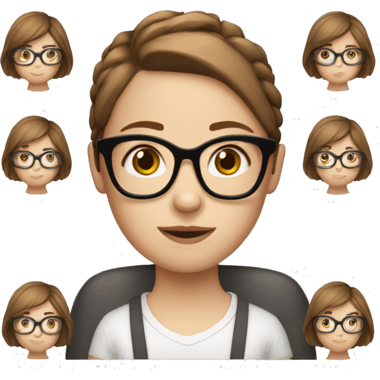 white girl with short brown hair and glasses  emoji