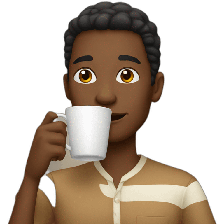 black person drinking chai emoji