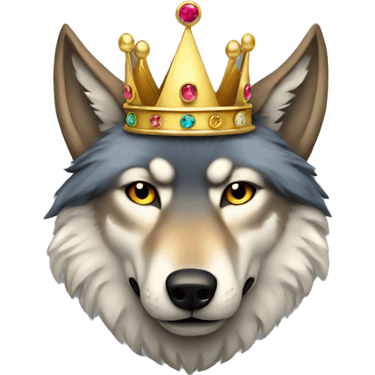 Wolf wearing crown emoji