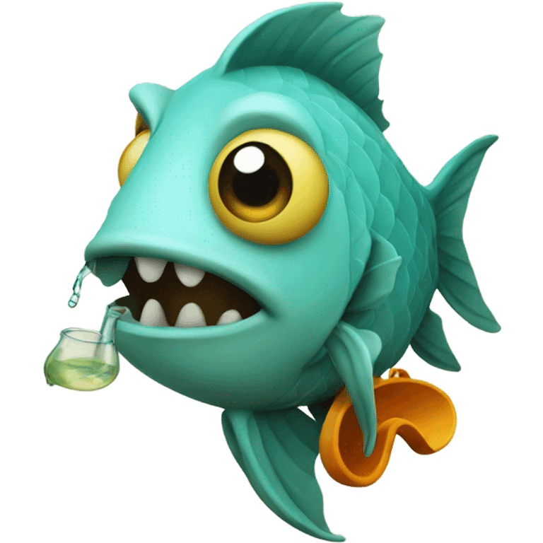 fish holding a waterpipe  emoji