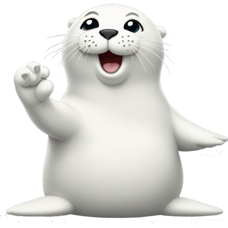 The white Seal waves its paw emoji