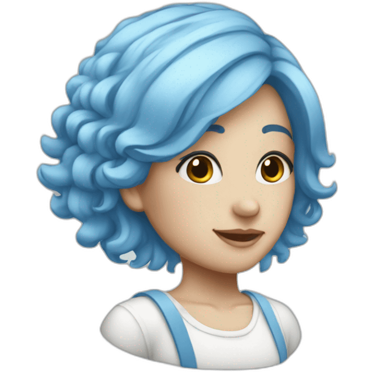 Blue hair white clothes girl emoji