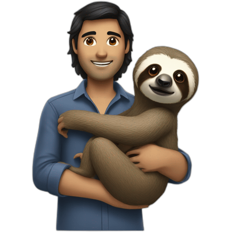 black hair software engineer with a sloth around the neck emoji