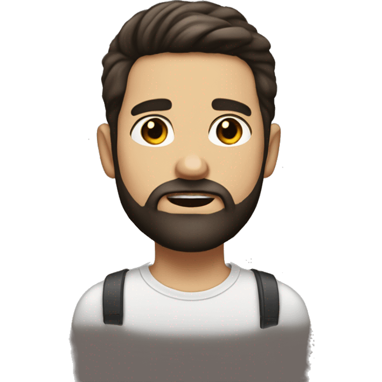 portrait of a bearded boy with dark brown hair and a side parted hair style emoji