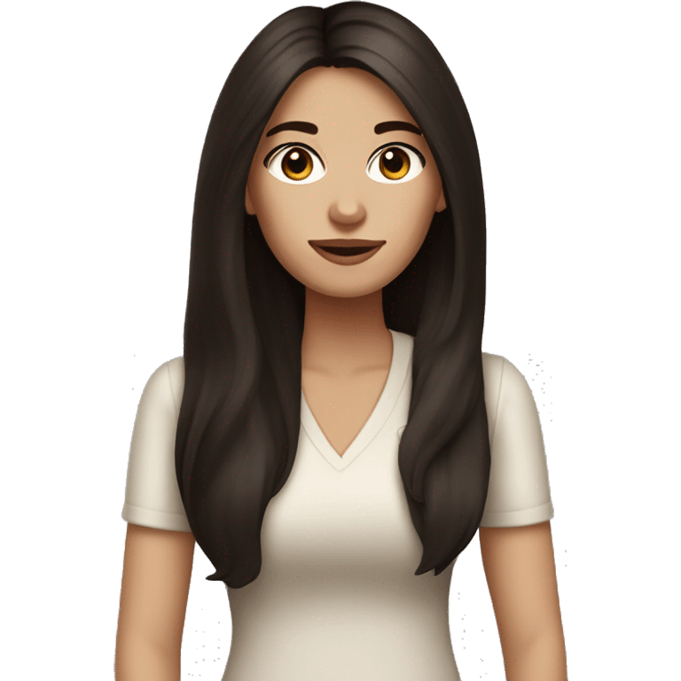 Interior designer bale girl with long dark brown hairand dark brown eyes emoji