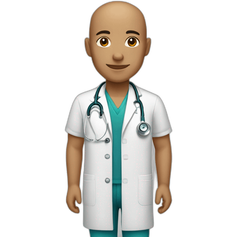 a bald family physician with light brown skin emoji