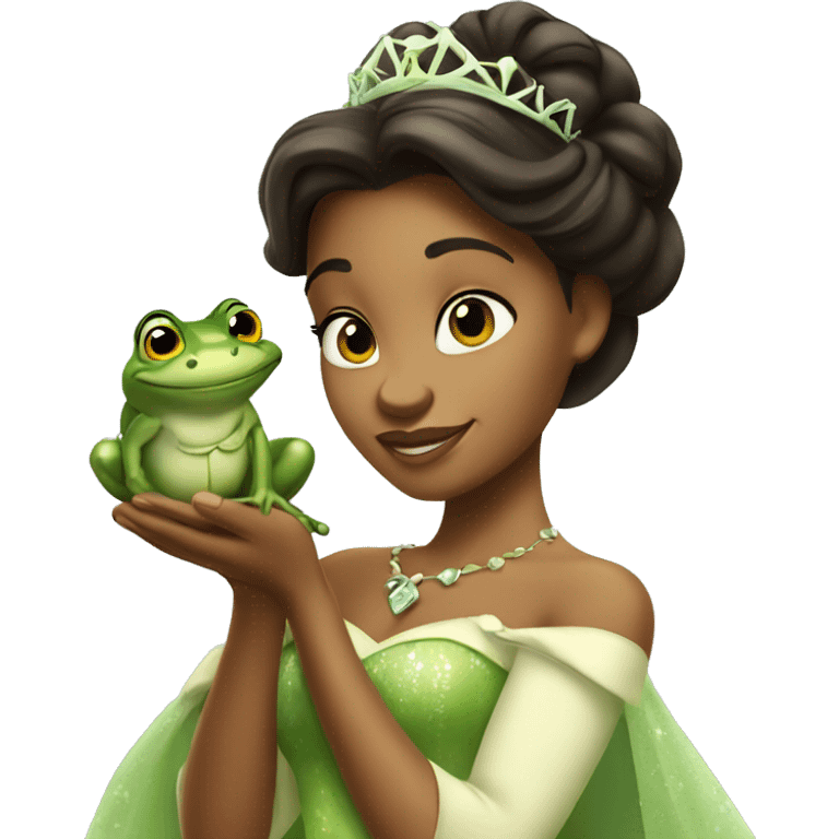 princess tiana holding a frog emoji