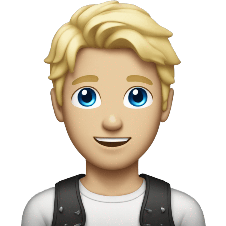 Blonde hair  middle part, blue eyed boy with abs emoji