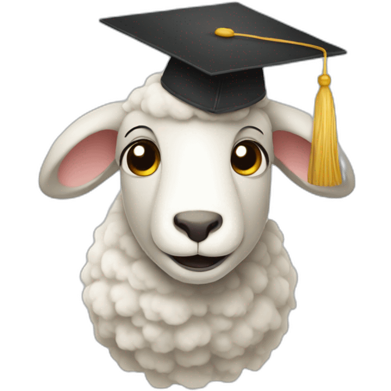 Sheep with a graduation cap emoji