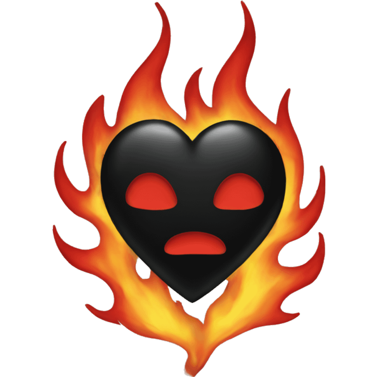 Black heart with red flames around it emoji