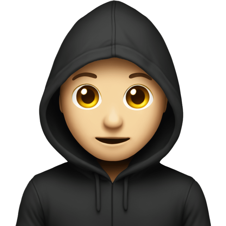 Hacker having black or white mhoodie emoji