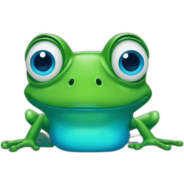 green frog with blue eyes emoji