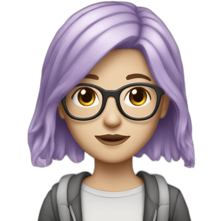 White girl with light purple hair and glasses emoji