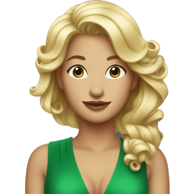 blonde in green dress on red carpet emoji