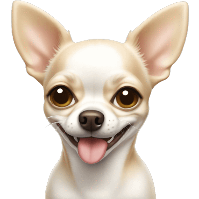 white and beige chihuahua winking emoji