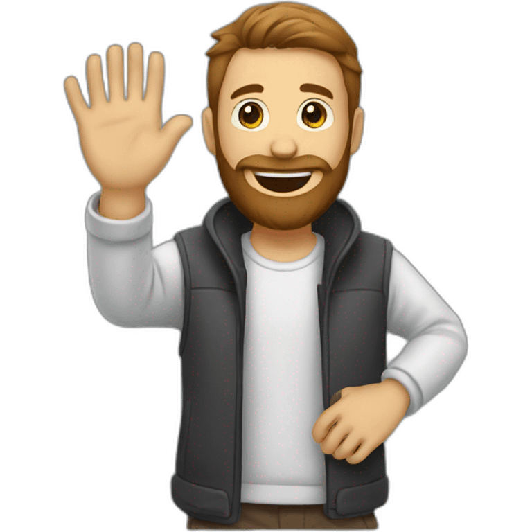 beard guy waving hand  emoji