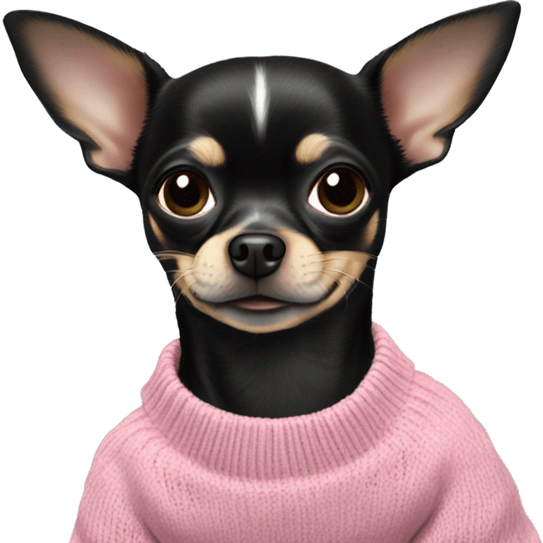 Black Chihuahua in a Rosa crewneck dogsweater  emoji