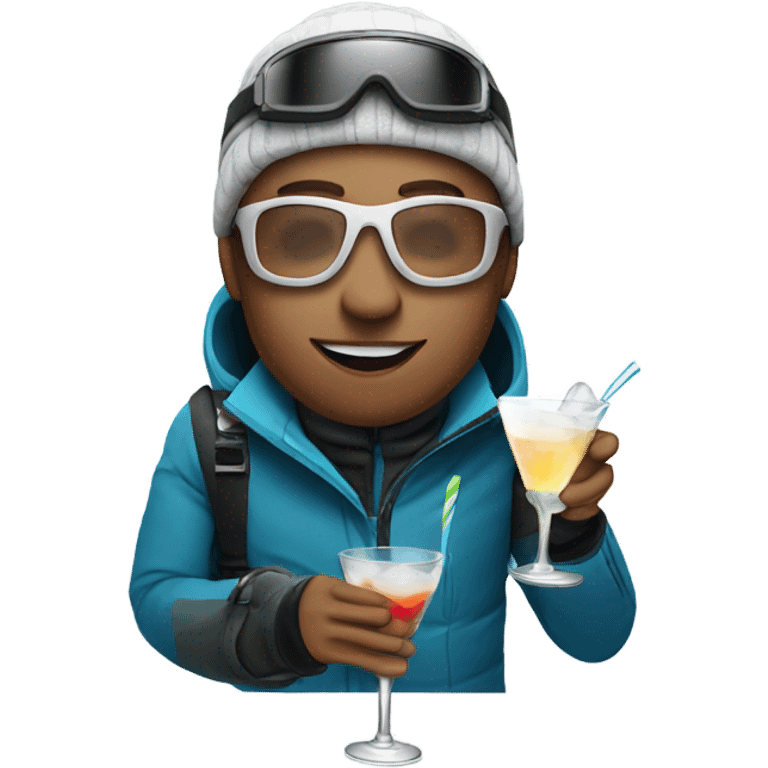 Skier drinking martini emoji