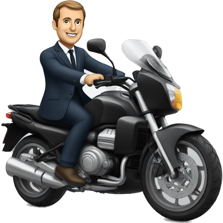 Macron sur un moto emoji