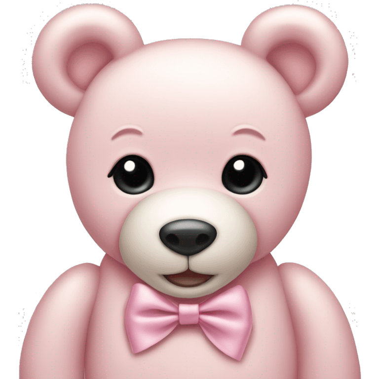 light pink teddy bear with bow  emoji