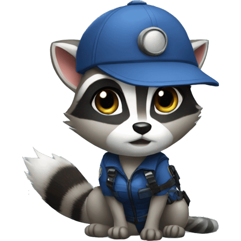 Raccoon cosplaying as Jill valentine emoji