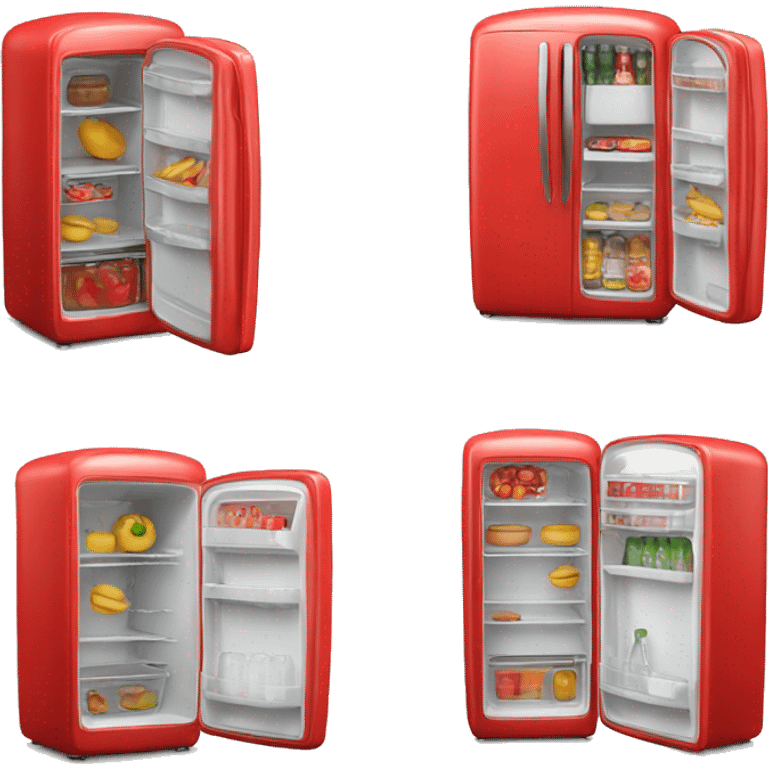 Realistic red fridge isolated. emoji