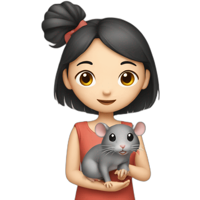 Asian girl with rat emoji