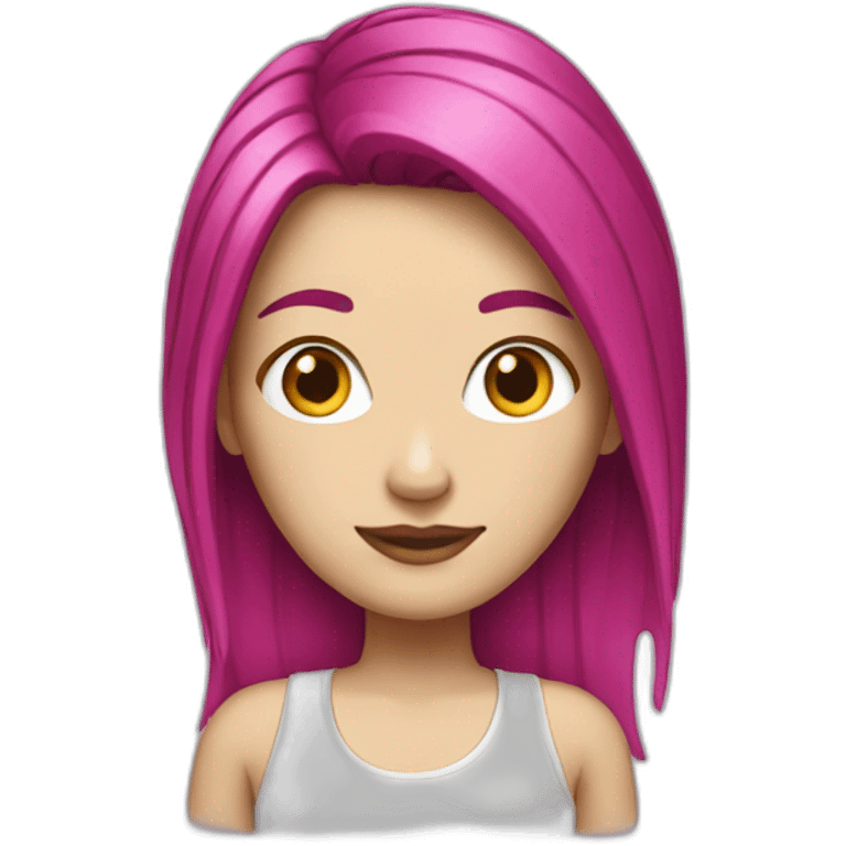 White girl with a magenta hair emoji