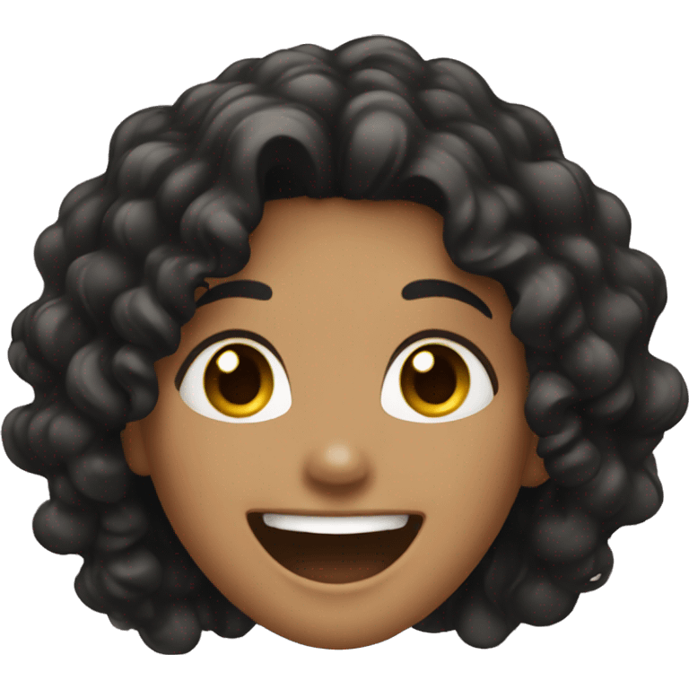 Girl with dark curly hair laughing  emoji