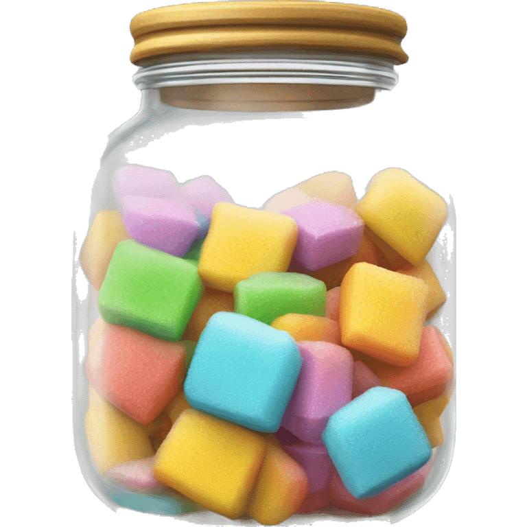 Realistic clear locking lid glass jar of colorful baking sugar emoji