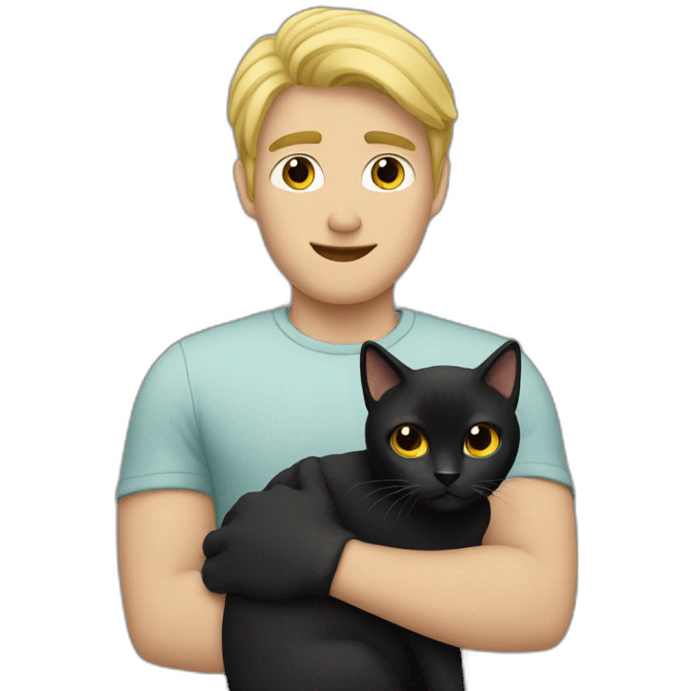 Blonde guy with black cat in arms emoji