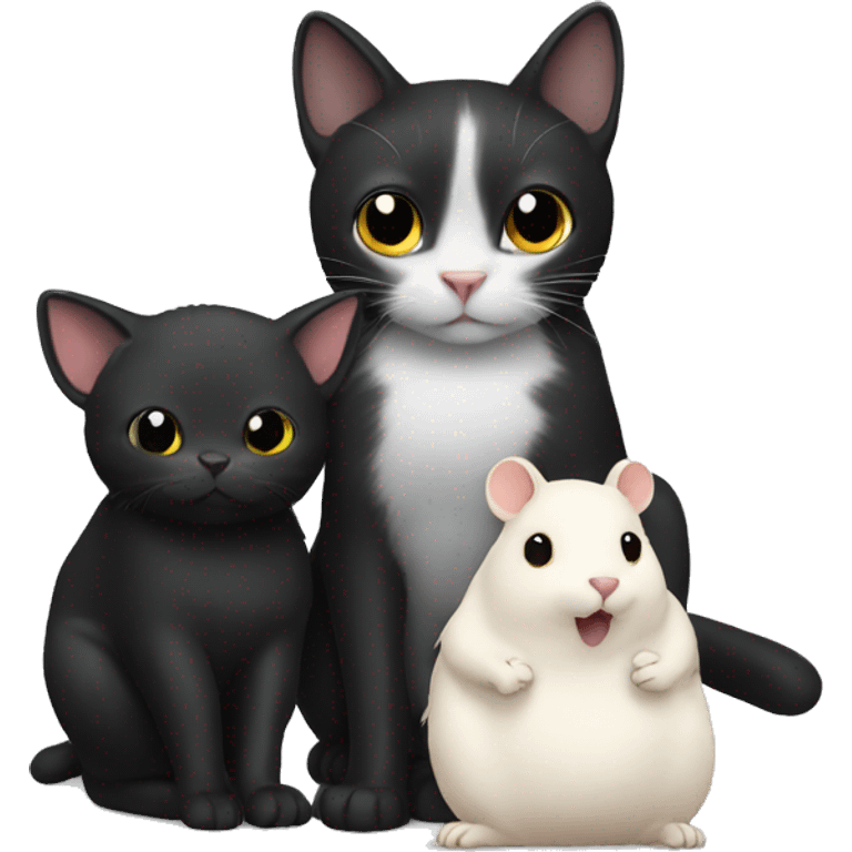 black Cat holding a white hamster emoji