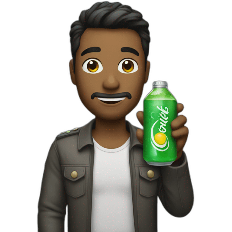 Man holding sprite emoji