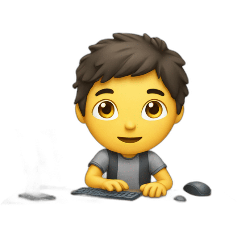 Boy working in computer emoji