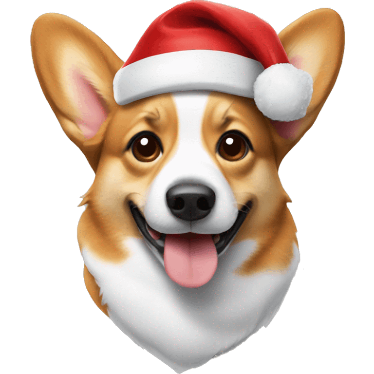 Corgi with a Santa hat emoji