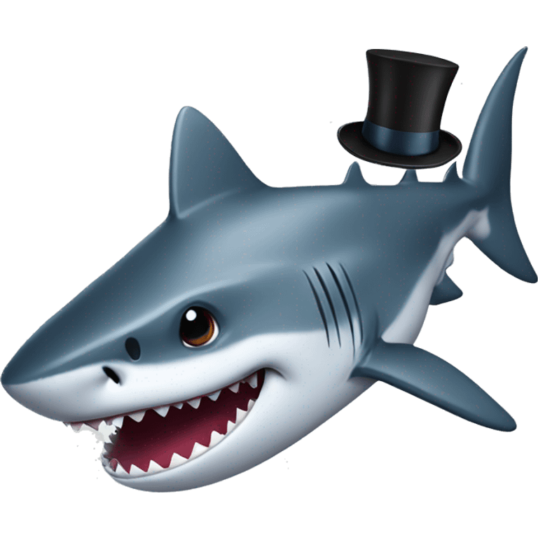 Shark with a top hat emoji