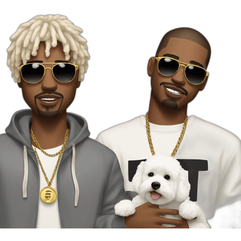 rappers men with bichon emoji