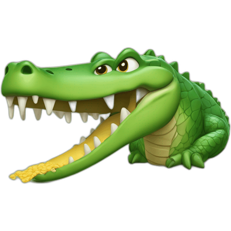 Un crocodile qui mange des pâtes emoji