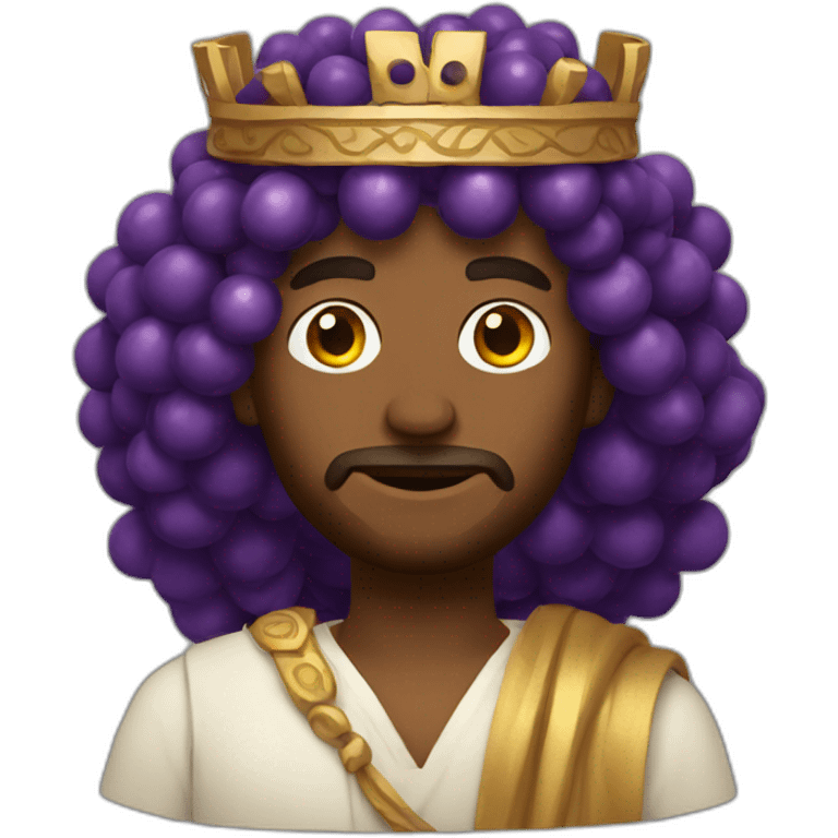 man with greek robe long curly hair and grape crown  emoji